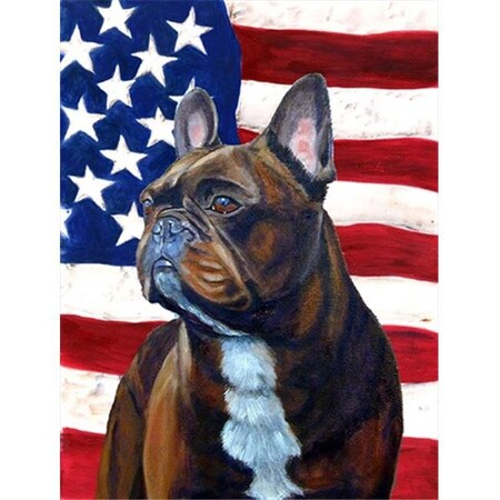 Carolines Treasures Carolines Treasures LH9010CHF 28 x 40 In. Usa American Flag With French Bulldog Flag Canvas; House Size LH9010CHF